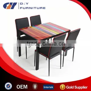 Rainbow Glass Dining Table and Chairs thumbnail-1