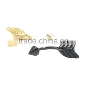 16G Gold Black Eyebrow Ring Curved Barbell Body Piercing Jewelry thumbnail-1