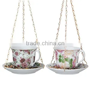 Hanging Teacup Ceramic Bird Feeder thumbnail-2