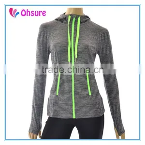 90% Nylon 10% Spandex Womens Sports Jacket Dry Fit Strip Gym Jacket thumbnail-2