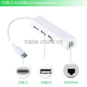 Multi-function Type C to 3 Ports USB Hub With RJ45 LAN Ethernet Adapter Cable For Macbook 12 Inch thumbnail-1