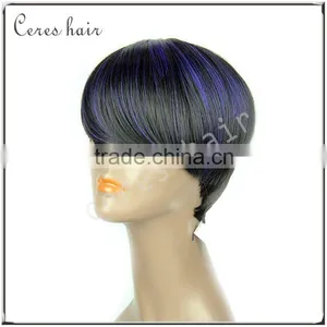 Short Synthetic Hair Wig for Black Women Blue Color thumbnail-4