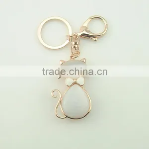 Custom Cat Shaped Keychain Maker Metal Gold Opal Acrylic Keychain for Sales Supplier's Choice thumbnail-3