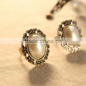 Sweety Girls'Jewelry Fresh Water Pearl Multi Gem Stone Halo Plated Vintage Engagement Ring WholeSale thumbnail-4
