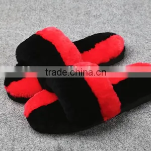 Many Colors Soft Warm Two Tone Sheared Rex Rabbit Fur Slipper thumbnail-1