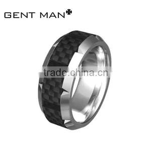 8mm Hammer Surface Titanium Carbon Fiber Ring thumbnail-4
