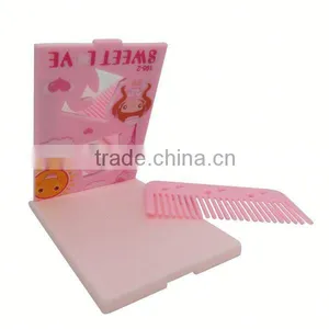 Plastic Foldable Make up Mirror With Comb thumbnail-1