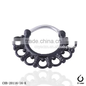 Newest Styles Surgical Steel Floral Round Septum Nose Ring thumbnail-1