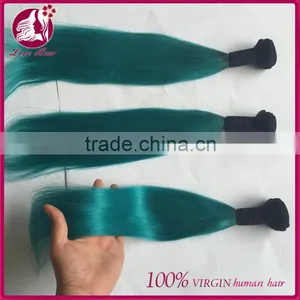 Beautiful Ombre Hair #1B Teal Straight Unprocessed Virgin Human Brazilian Hair Bundles thumbnail-4