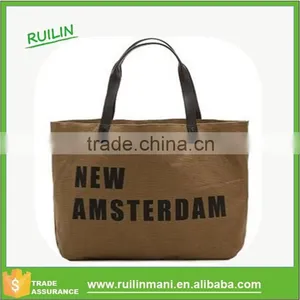 Simple Handbags Ladies 2015 Canvas Tote Leather Straps thumbnail-2