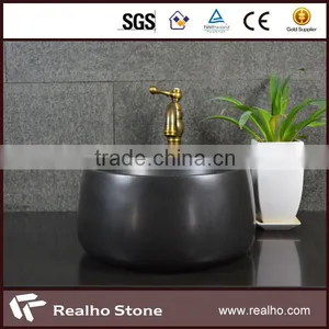 Chinese Absolute Black Granite Bathroom Round Bowl Sink thumbnail-1
