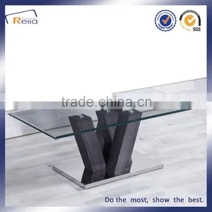 Rectangle Glass Top Wood Frame Centre Table thumbnail-1