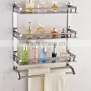 Stainless Steel Bathroom Shelves Cosmetics Shelves Multi-function Double Hook Racks Towel Racks(B-0277) thumbnail-1