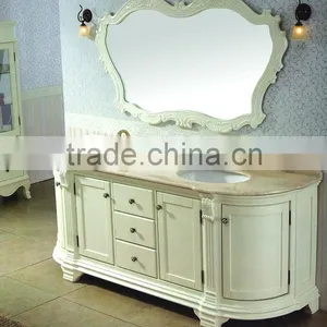 Bathroom Cabinet Unit With Rounded Front in Soft White WTS132 thumbnail-1