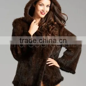 Fashion Genuine Knitted Mink Fur Coat for Women MC03 thumbnail-2