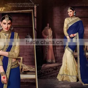 Blue Georgette On Net Designer Lehenga Saree thumbnail-1