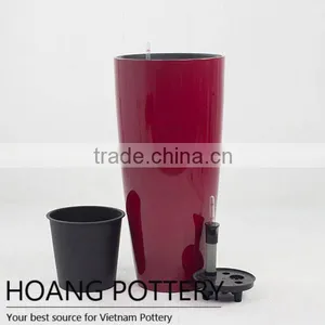 Red Fiberglass Flower Pot - Urban Design Fiberglass Planter thumbnail-1