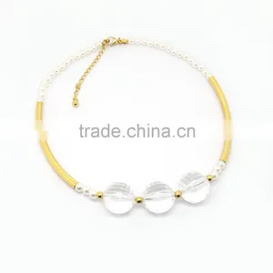 High Quality Stainless Steel Transparent Big Crystal Statement Necklace for Dress thumbnail-2