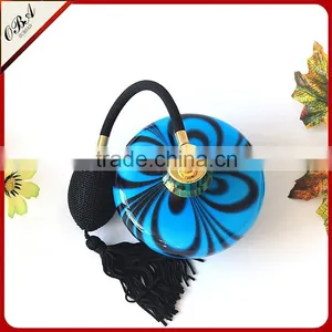 High-grade 100ML Blue Pattern Glass Bottle of Fine Tall Airbag Nozzle Perfume Bottle thumbnail-4