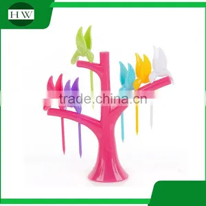 Eco Plastic Tableware Kid Cartoon Tree Humming Bird Birdie Fruit Fork Set thumbnail-2