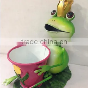 Garden Decoration Sitting Frog Metal Frog Garden Art Metal Garden Decoration Gerden Decor Stakes Metal Frog With Frlower Pot thumbnail-4