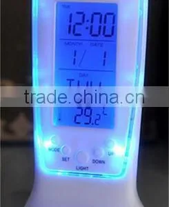 Digital LCD Display Time and Thermometer Snooze Clock / Square Blue LED Digital Clock / Music Clock / Automatic Calendar Clock thumbnail-3