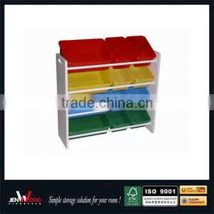 4 Tiers Cheap MDF Durable Kids Wooden Toy Boxes thumbnail-1