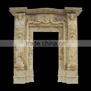 Yellow Marble Figure Carved Door Surround thumbnail-1