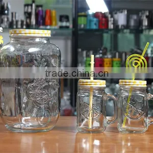 Hexagonal Glass Juice Jars With Metal Stand thumbnail-5