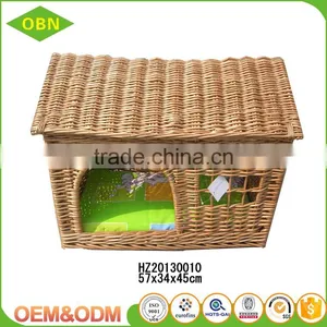 Custom Comfortable Nature Large Handmade 2 Layer Round Willow Wicker Dog Bed thumbnail-5