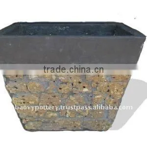 Light Cement With Stone Planter thumbnail-1