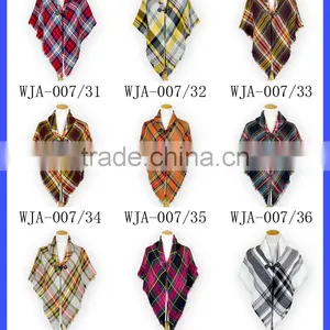 Wholesale Blanket Scarf Check Print Shawl Warm Cotton Cape Shawl thumbnail-6