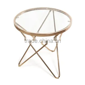 Elegant Furniture Brass PVD Solid Stainless Steel Glass Coffee Table thumbnail-1