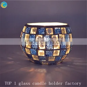 Glass Mosaic Antique Candlestick Holders thumbnail-1