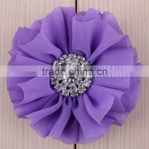 Fabric Chiffon Flower Clip With Rhinestone Center for Kids Hair Accessories thumbnail-6