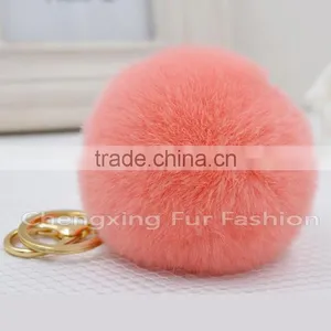 CX-A-66 Promotional Car Fur Ball Cute Keychain Real Fur Ball Rabbit Fur Ball thumbnail-2