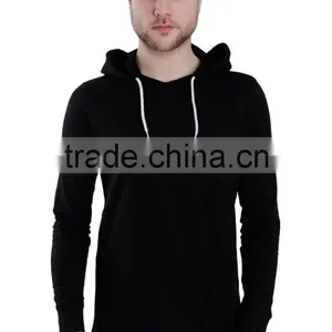 Fashion Slim Pullover Black Plain Hoodie With Ear Dri Fit Hoodies thumbnail-1