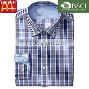 High Quality Embroidered Check Shirt Brand Name Men Dress Shirts thumbnail-1