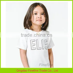 2017 Latest Girls Top Design Cotton Knitted Blank Printed Little Girl T Shirt thumbnail-4