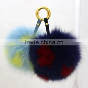 Myfur New Arrived Spot Fox Fur Ball Keyring Bag Charm Pom Pom Keychain thumbnail-1