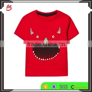Red Color Print Funny Kids Custom t Shirt Boy Slim Fit Shirts Wholesale thumbnail-1