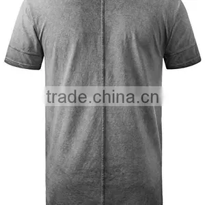 Men's Hip Hop Lightweight Crewneck Oil Wash Longline T Shirt thumbnail-2