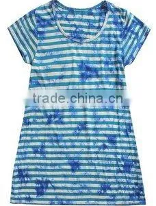 Young Girls Popular Good Sale Short Sleeve Splash-ink Colorful Striped Dress Shirt thumbnail-1