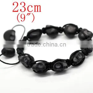 Halloween Skull Black Stone Beads Braiding Adjustable Bracelets 21cm-25cm thumbnail-1