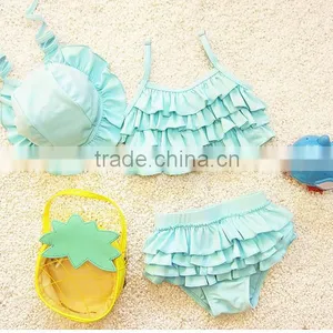 Kids Girls Bathing Swimsuit Frills Hallow Bikini Swimwear 2PCs thumbnail-6