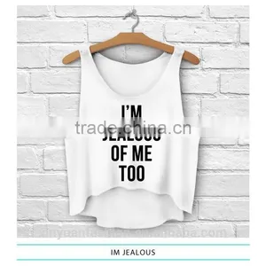 Fashion Girls 3D Design Sleeveless Sports Gym Irregular Tank Top With Pattern For Women thumbnail-5