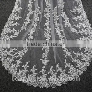 2017 Wholesale New Grance Long Lace Bridal Wedding Veil Fashionable Long Tulle HL14 thumbnail-5