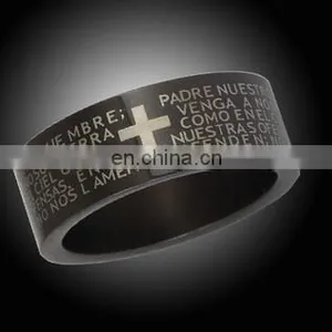 New Arrival Couple Cross Ring Bible Text Titanium Steel Jewelry Rings Women Mens thumbnail-5