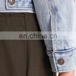Factory OEM Embroidered Sherpa Lining Womens Denim Jacket thumbnail-6