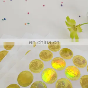 Wholesale Customized Gold Foil Sticker Round Adhesive Label Laser Anti-counterfeiting Labels thumbnail-2